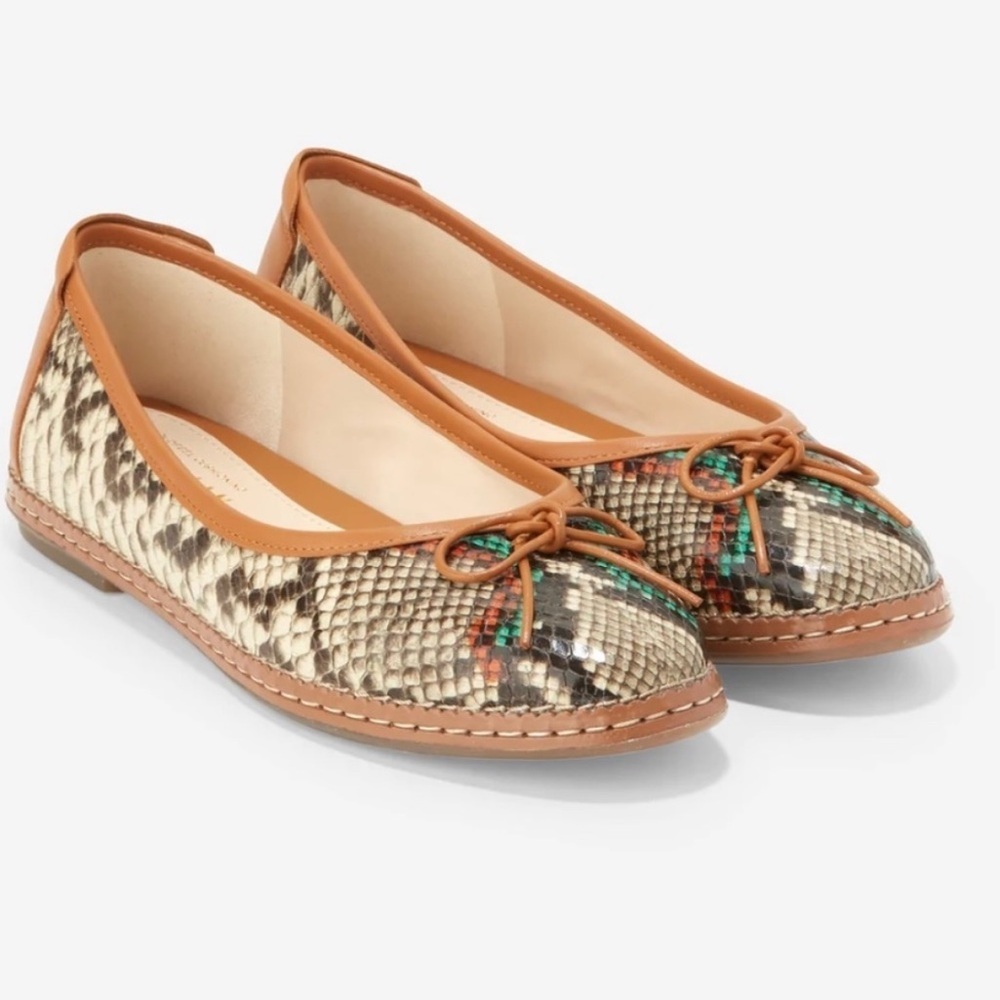 Cole Haan Cloud All Day Snake Print Ballet Flats loafers leather size 10 NEW